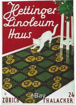 Original vintage poster HETTINGER LINOLEUM CAT PLAY c. 1928