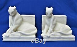 PAIR ROOKWOOD ART DECO POTTERY PANTHER CATS BOOKENDS William Purcell McDonald
