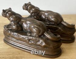 PANTHER Art Deco Bookends BARYE K&O Co Decorative Arts Figural Big Cat Book Ends