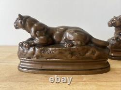 PANTHER Art Deco Bookends BARYE K&O Co Decorative Arts Figural Big Cat Book Ends