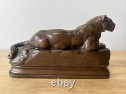 PANTHER Art Deco Bookends BARYE K&O Co Decorative Arts Figural Big Cat Book Ends