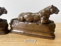 PANTHER Art Deco Bookends BARYE K&O Co Decorative Arts Figural Big Cat Book Ends