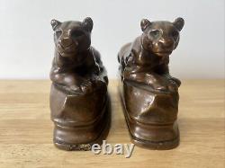 PANTHER Art Deco Bookends BARYE K&O Co Decorative Arts Figural Big Cat Book Ends