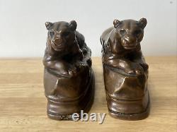 PANTHER Art Deco Bookends BARYE K&O Co Decorative Arts Figural Big Cat Book Ends