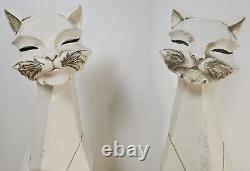 Pair (2) Universal Statuary Art Deco Style Vintage 60s Cats 24