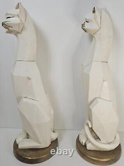 Pair (2) Universal Statuary Art Deco Style Vintage 60s Cats 24