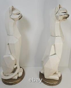 Pair (2) Universal Statuary Art Deco Style Vintage 60s Cats 24