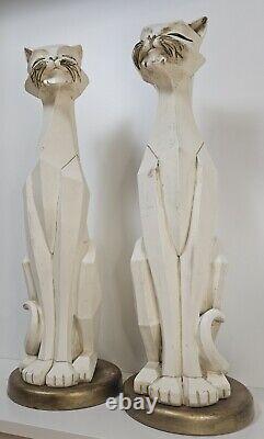 Pair (2) Universal Statuary Art Deco Style Vintage 60s Cats 24