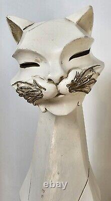 Pair (2) Universal Statuary Art Deco Style Vintage 60s Cats 24