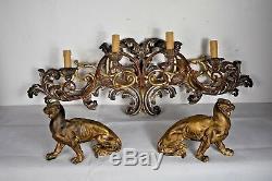 Pair Art Deco Panthers Cast Iron Big Cats RARE (24cm x 9.5cm x 17cm)