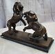Pair Bronze Lion Gatekeeper Statues Large Cat Castings Hot Cast Sculpture Deco