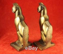 Pair Vintage Stylized Art Deco Cats Brass or Gold Finish Frankart