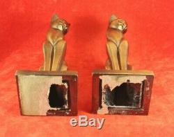 Pair Vintage Stylized Art Deco Cats Brass or Gold Finish Frankart
