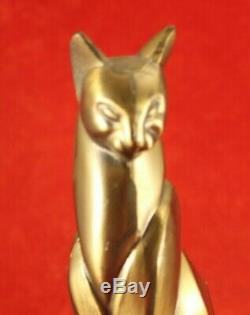 Pair Vintage Stylized Art Deco Cats Brass or Gold Finish Frankart