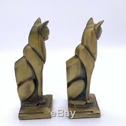 Pair Vintage Stylized Art Deco Design Siamese Cats Frankart Gold/Brass Finish