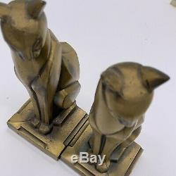 Pair Vintage Stylized Art Deco Design Siamese Cats Frankart Gold/Brass Finish