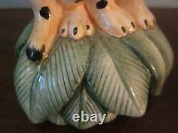 Pair of 11 Hand Painted Ceramic Cheetah Candle Holders Italy