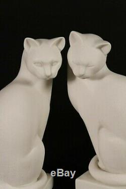 Pair of Contempory Marble Art Deco Style Cats, Classical Sculpture, Art, Gift
