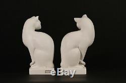 Pair of Contempory Marble Art Deco Style Cats, Classical Sculpture, Art, Gift