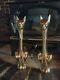 Pair Of Siamese Cats Andirons Mid Century Art Deco Cast Iron Brass, Mad Cats
