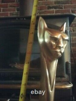 Pair of Siamese Cats Andirons Mid Century Art Deco Cast Iron Brass, Mad Cats