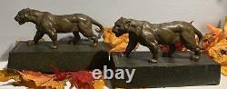 Panther Art Deco Bookend 1920s MCM Sculpture 9 L Decorative Arts Big Cat OOAK