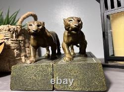 Panther Art Deco Bookend 1920s MCM Sculpture 9 L Decorative Arts Big Cat OOAK