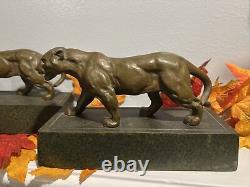 Panther Art Deco Bookend 1920s MCM Sculpture 9 L Decorative Arts Big Cat OOAK