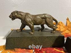 Panther Art Deco Bookend 1920s MCM Sculpture 9 L Decorative Arts Big Cat OOAK