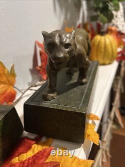 Panther Art Deco Bookend 1920s MCM Sculpture 9 L Decorative Arts Big Cat OOAK