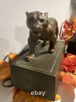 Panther Art Deco Bookend 1920s MCM Sculpture 9 L Decorative Arts Big Cat OOAK