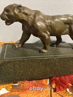 Panther Art Deco Bookend 1920s MCM Sculpture 9 L Decorative Arts Big Cat OOAK