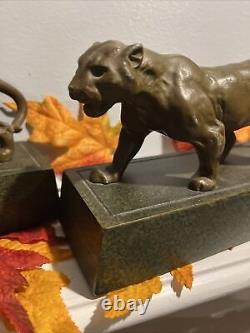 Panther Art Deco Bookend 1920s MCM Sculpture 9 L Decorative Arts Big Cat OOAK