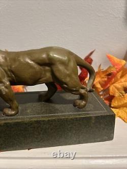 Panther Art Deco Bookend 1920s MCM Sculpture 9 L Decorative Arts Big Cat OOAK