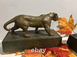 Panther Art Deco Bookend 1920s MCM Sculpture 9 L Decorative Arts Big Cat OOAK