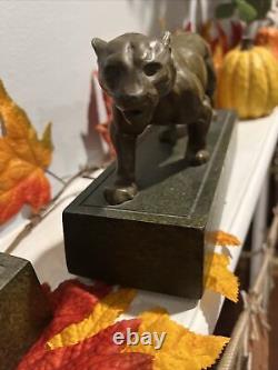 Panther Art Deco Bookend 1920s MCM Sculpture 9 L Decorative Arts Big Cat OOAK