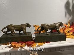 Panther Art Deco Bookend 1920s MCM Sculpture 9 L Decorative Arts Big Cat OOAK