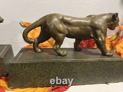 Panther Art Deco Bookend 1920s MCM Sculpture 9 L Decorative Arts Big Cat OOAK