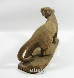 Panther Big Cat 8.6, Vintage Artist Signed Woodenware Carved Figurine! (f021)