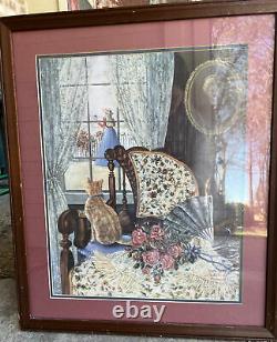 Peeping Tom By Glynda Turley Painting Signed, numbered, framed Art 1988 Cat Rare