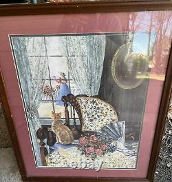 Peeping Tom By Glynda Turley Painting Signed, numbered, framed Art 1988 Cat Rare