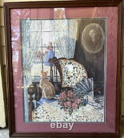 Peeping Tom By Glynda Turley Painting Signed, numbered, framed Art 1988 Cat Rare