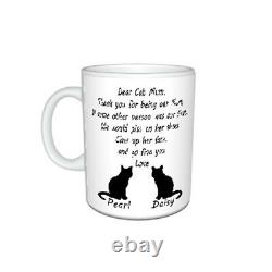 Personalised Cat Name(s), Dear Cat Mum, Thank You Message Mug Gift, Size 11oz