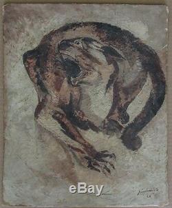 Pierre Van Parys Bourdelle (1903-1966) Art Deco Oil Painting Cat Signed 1928