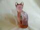 Pink Fenton Siamese Frosted Cat/usa/hand Made/ 5 1/4 Inches Tall