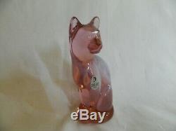 Pink Fenton Siamese Frosted Cat/usa/hand Made/ 5 1/4 Inches Tall