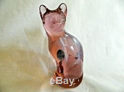 Pink Fenton Siamese Frosted Cat/usa/hand Made/ 5 1/4 Inches Tall