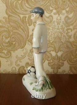 Porcelain Figurine Football Player Amateur Soccer Guy Russian Vintage Art Deco