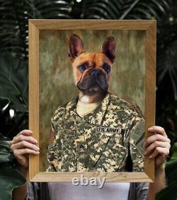 Queen Guard Pet Digital Portrait Pet Art Funny Dog Cat Wall Military Helmet Art