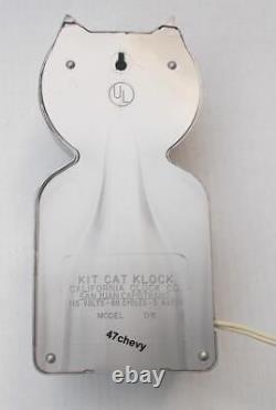 RARE 60's-SILVER UNJEWELED-KIT CAT KLOCK-KAT CLOCK-ORIGINAL MOTOR RB-VINTAGE-USA